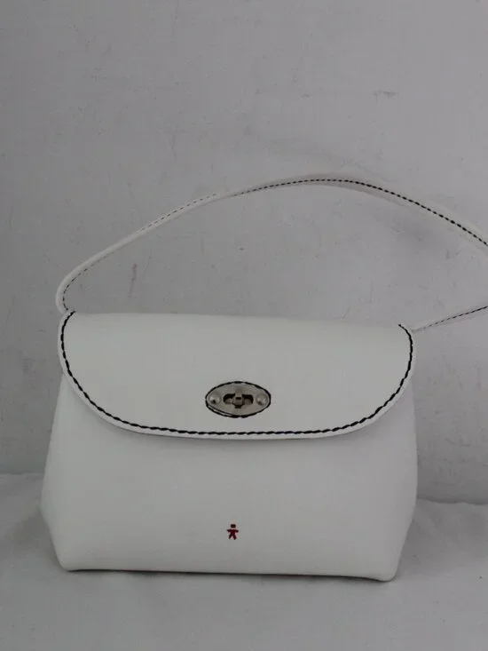 NEW Henry Beguelin White Shoulder Bag Omino Logo Turn Lock Handbag - Picture 7 of 16